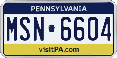 PA license plate MSN6604