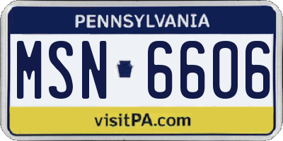 PA license plate MSN6606