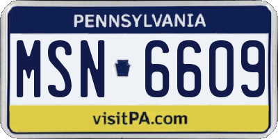 PA license plate MSN6609