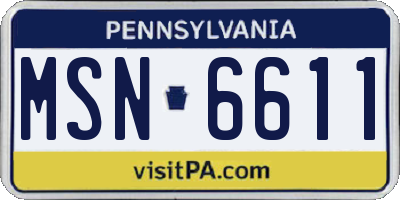 PA license plate MSN6611
