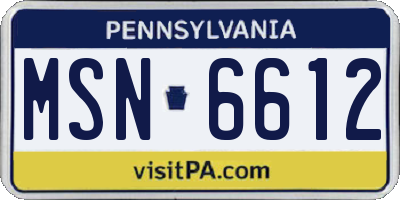 PA license plate MSN6612