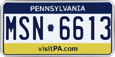 PA license plate MSN6613