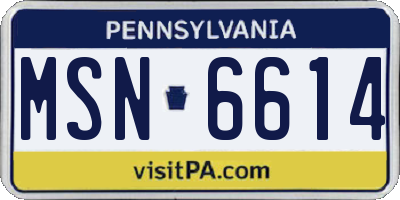 PA license plate MSN6614