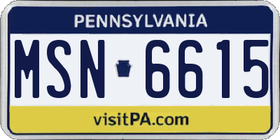 PA license plate MSN6615