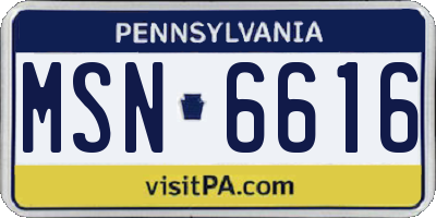 PA license plate MSN6616