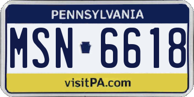 PA license plate MSN6618