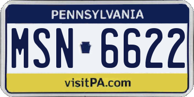 PA license plate MSN6622