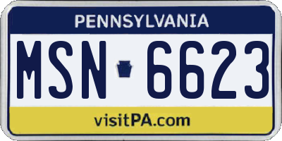 PA license plate MSN6623