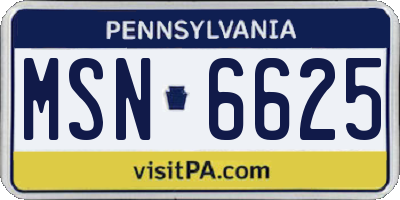 PA license plate MSN6625