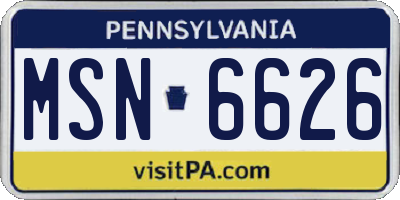 PA license plate MSN6626