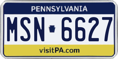 PA license plate MSN6627