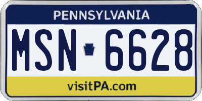 PA license plate MSN6628