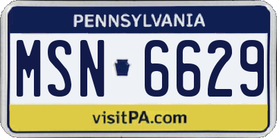 PA license plate MSN6629