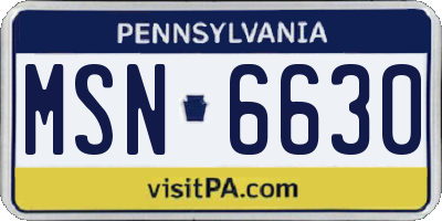 PA license plate MSN6630