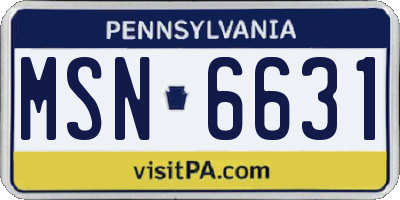 PA license plate MSN6631