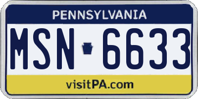 PA license plate MSN6633
