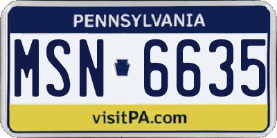 PA license plate MSN6635