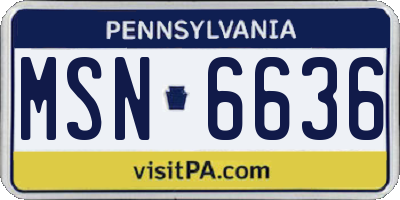 PA license plate MSN6636