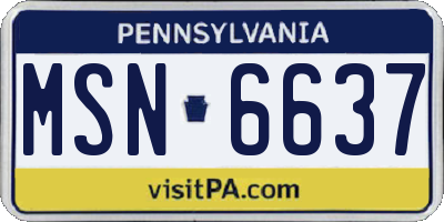 PA license plate MSN6637
