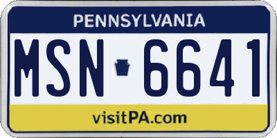 PA license plate MSN6641