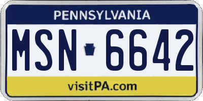 PA license plate MSN6642