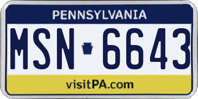 PA license plate MSN6643
