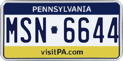 PA license plate MSN6644