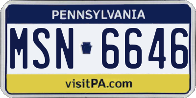 PA license plate MSN6646