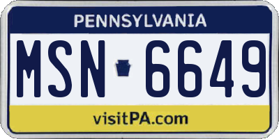 PA license plate MSN6649