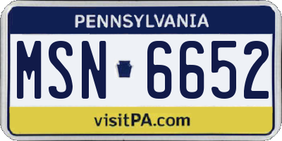 PA license plate MSN6652