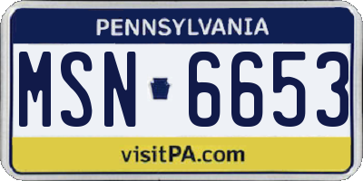 PA license plate MSN6653