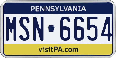 PA license plate MSN6654