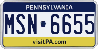 PA license plate MSN6655