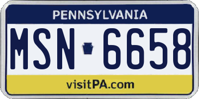 PA license plate MSN6658