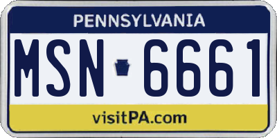 PA license plate MSN6661