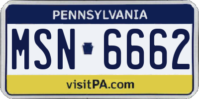 PA license plate MSN6662