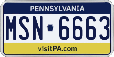 PA license plate MSN6663