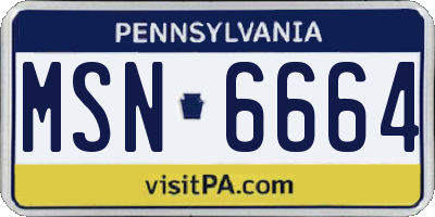 PA license plate MSN6664
