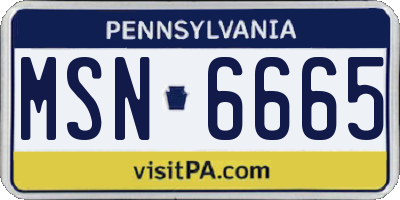 PA license plate MSN6665