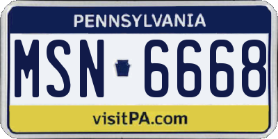 PA license plate MSN6668
