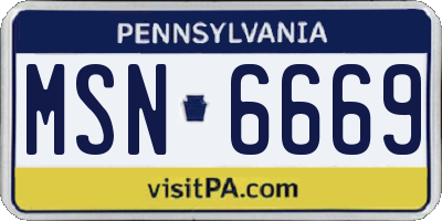 PA license plate MSN6669