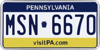 PA license plate MSN6670