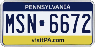 PA license plate MSN6672