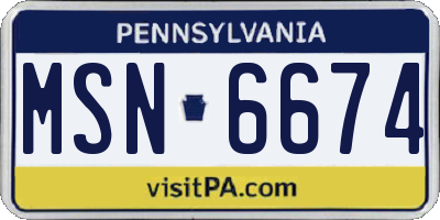 PA license plate MSN6674