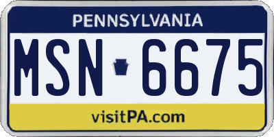 PA license plate MSN6675
