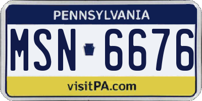 PA license plate MSN6676