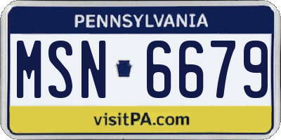 PA license plate MSN6679