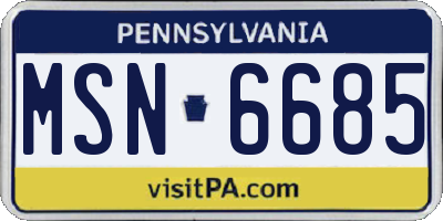 PA license plate MSN6685