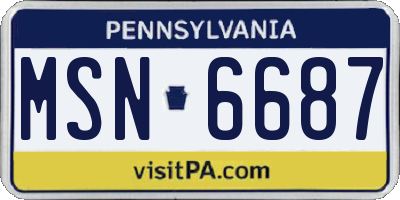 PA license plate MSN6687