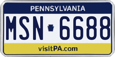 PA license plate MSN6688